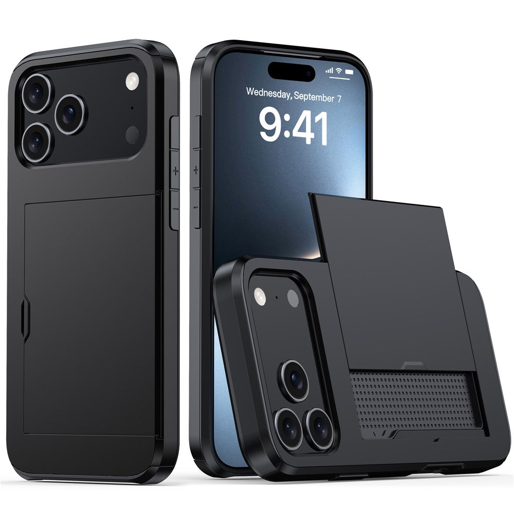 iPhone 18 Pro Max / 17 Pro Max Skal TPU/PC med Korthållare - Svart