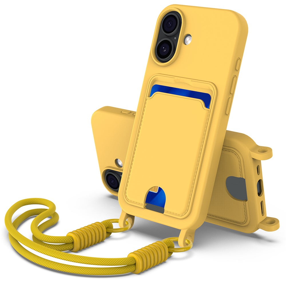 iPhone 17 Silikonskal med Korthållare & Rem - Gul