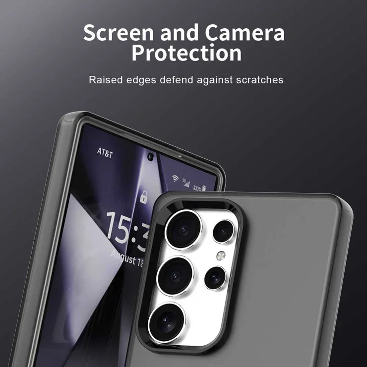 Samsung Galaxy S25 Ultra Cover PC+TPU+PET Mat Anti-Drop Telefoncover – Sort