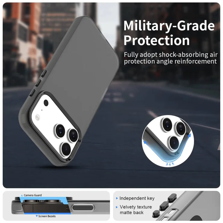 iPhone 17 Pro Case PC + TPU + PET Matte Anti-Drop Phone Back Cover - Black
