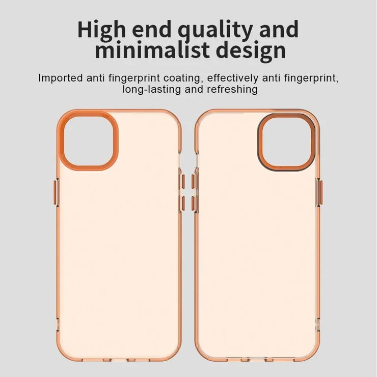 iPhone 15 Plus / 14 Plus kotelo PC+TPU+PET mattapintainen pudotussuojattu puhelimen takakuori - Oranssi