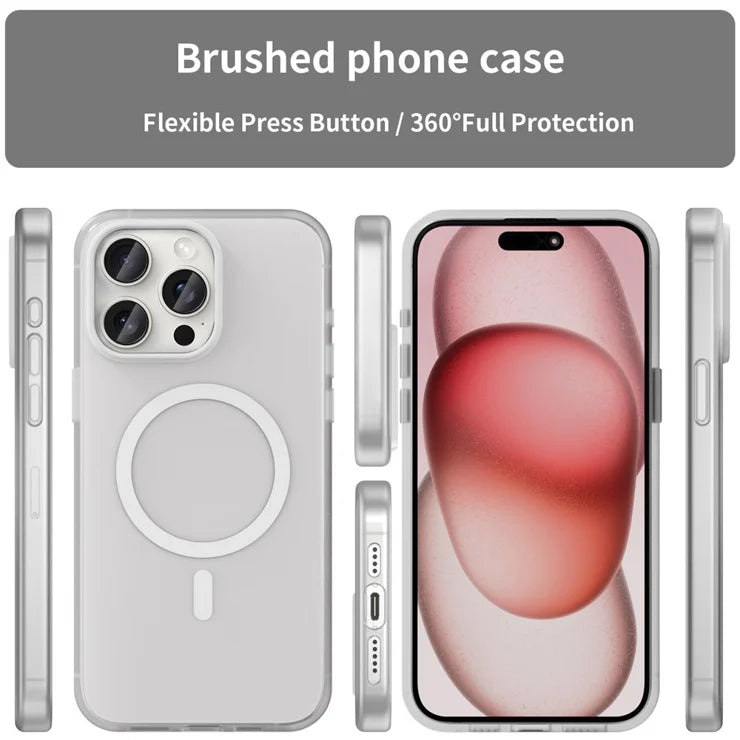 iPhone 15 Pro Case Translucent Matte Back Slim Phone Cover - White