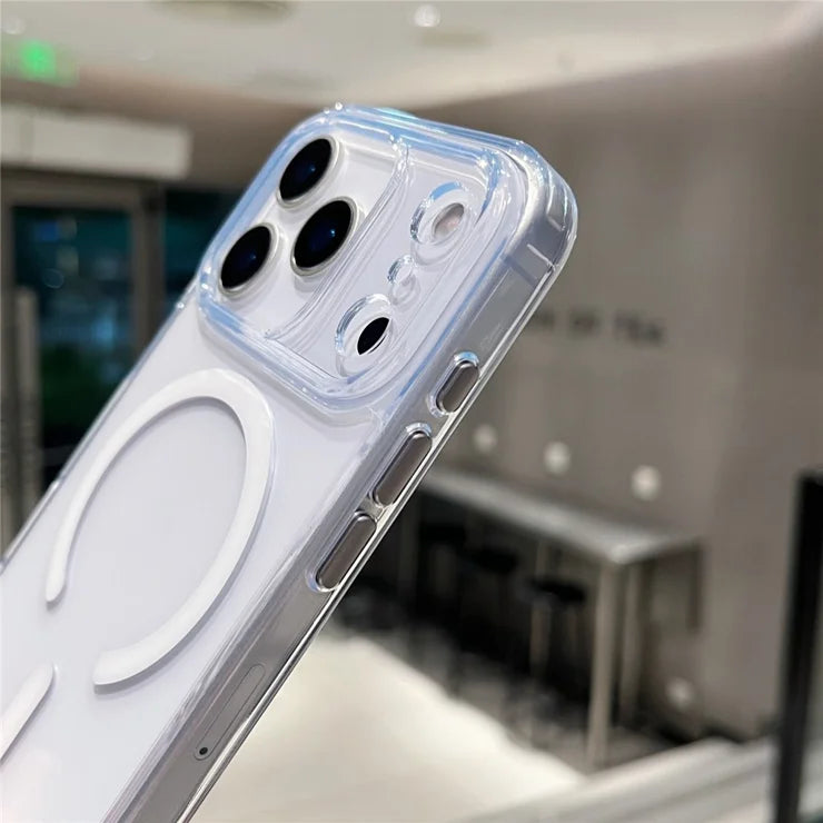 iPhone 17 Pro Magnetisk Klart Cover PC +TPU Hybrid Telefoncover Kompatibelt med MagSafe