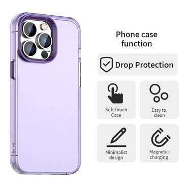 iPhone 13 Pro Case PC+TPU+PET Matte Anti-Drop Phone Back Cover - Purple