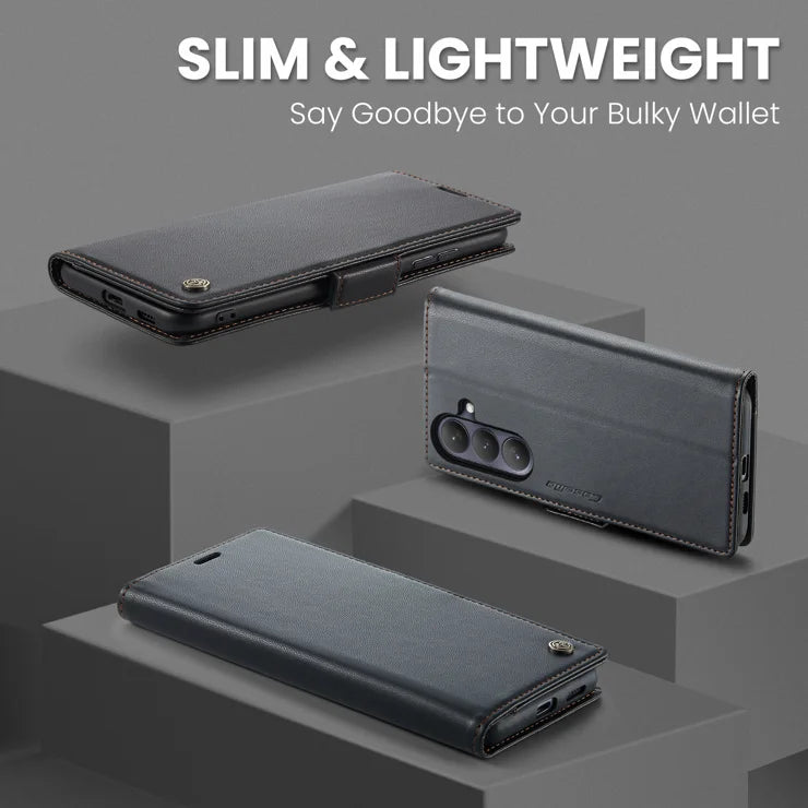 CASEME For Samsung Galaxy S26+ Case 023 Series RFID Blocking Glossy Stand Phone Cover - Black
