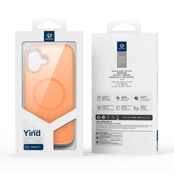 DUX DUCIS For iPhone 17 Case Yind Series PC+TPU Phone Cover Compatible with MagSafe - Orange