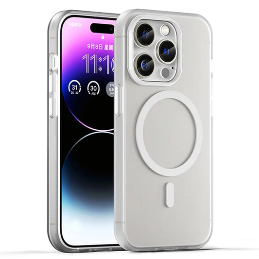 iPhone 14 Pro Translucent Matte Phone Case TPU + PC Anti-Scratch Cover - White