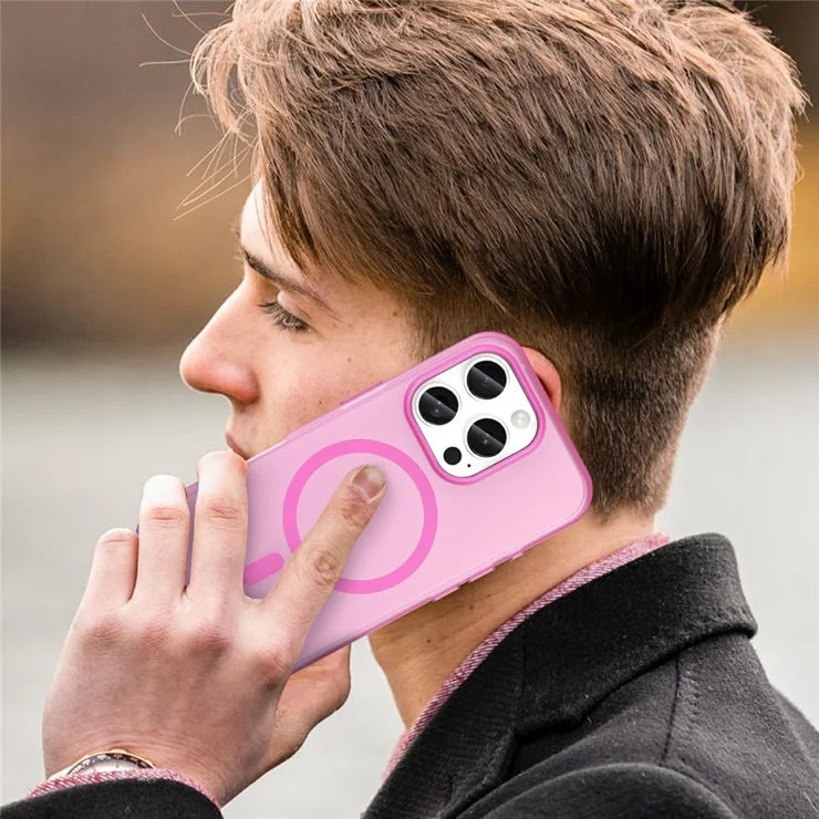 iPhone 16 Pro Cover kompatibel med MagSafe TPU + PC Tyndt Mat Gennemsigtigt Telefoncover - Pink
