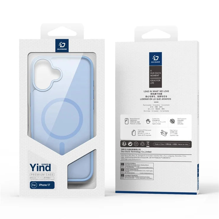 DUX DUCIS For iPhone 17 Case Yind Series PC+TPU Phone Cover Compatible with MagSafe - Light Blue