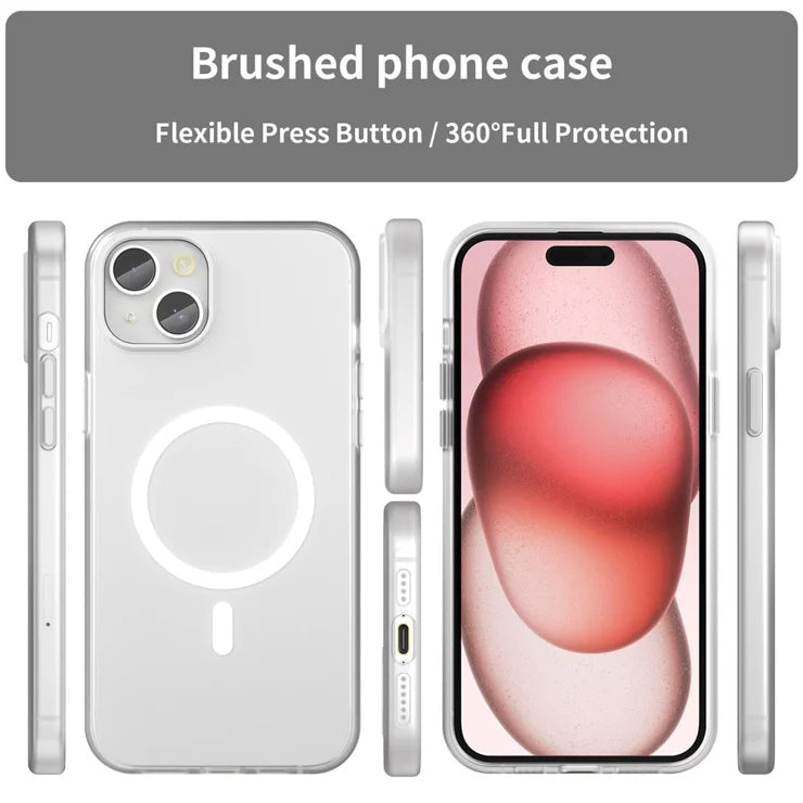 iPhone 15 Plus / 14 Plus Magnetic Case Translucent Matte Anti-Fingerprint Phone Cover - White