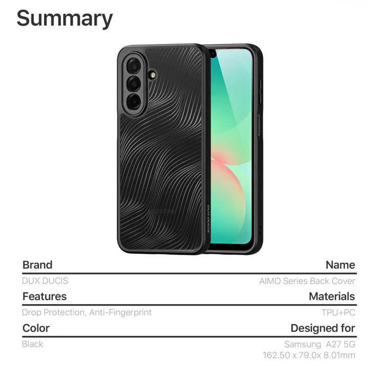 Dux Ducis For Samsung Galaxy A27 Case Aimo Series TPU+PC Matte Drop-proof Phone Cover (REACH Certification) - Black