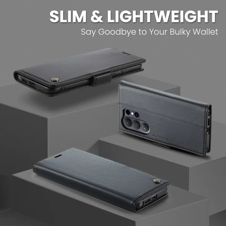 CASEME For Samsung Galaxy S26 Ultra Case 023 Series RFID Blocking Glossy Stand Phone Cover - Black