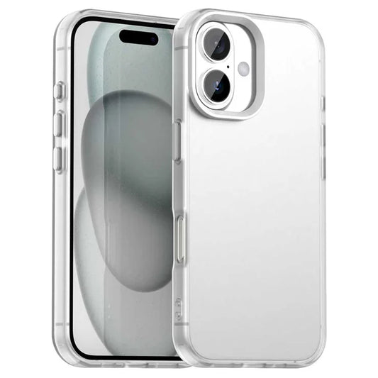 iPhone 16 Cover PC+TPU+PET Mat Anti-Drop Telefonbagcover - Hvid