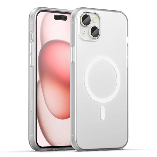 iPhone 15 Magnetic Case Matte Phone Cover Anti-Fingerprint Anti-Scratch - White