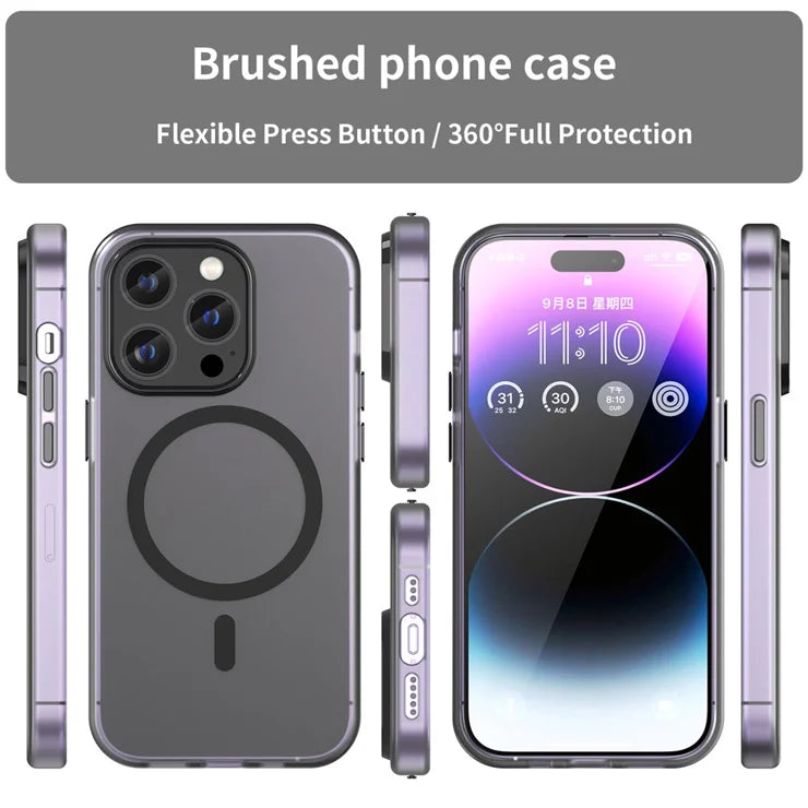Magnetisk cover til iPhone 14 Pro Max kompatibel med MagSafe gennemsigtig mat bagside - sort
