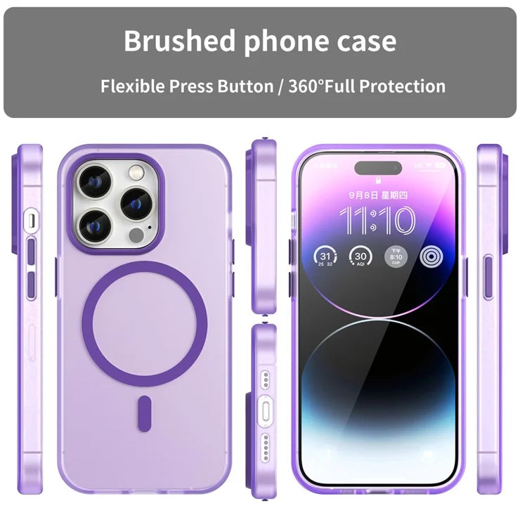 MagSafe-yhteensopiva magneettikuori iPhone 14 Pro Maxille, läpikuultava mattapintainen takakuori – tummanpurppura