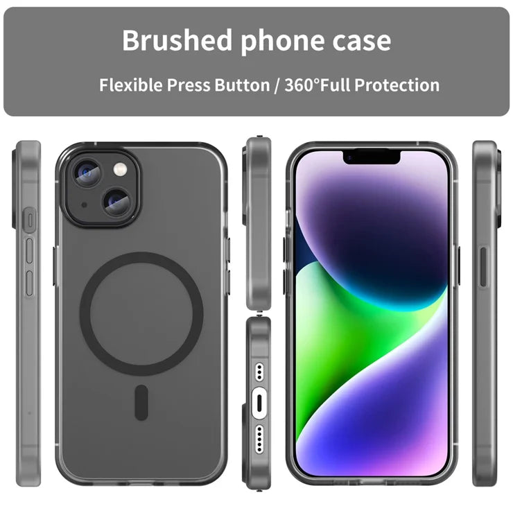 iPhone 14 Translucent Phone Case Matte Design Compatible with MagSafe Wireless Charging - Black