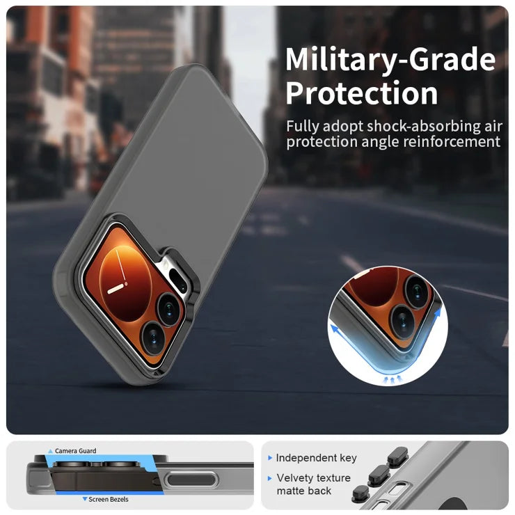 Xiaomi 17 Pro Max Case PC + TPU + PET Matte Anti-Drop Phone Back Cover - Black