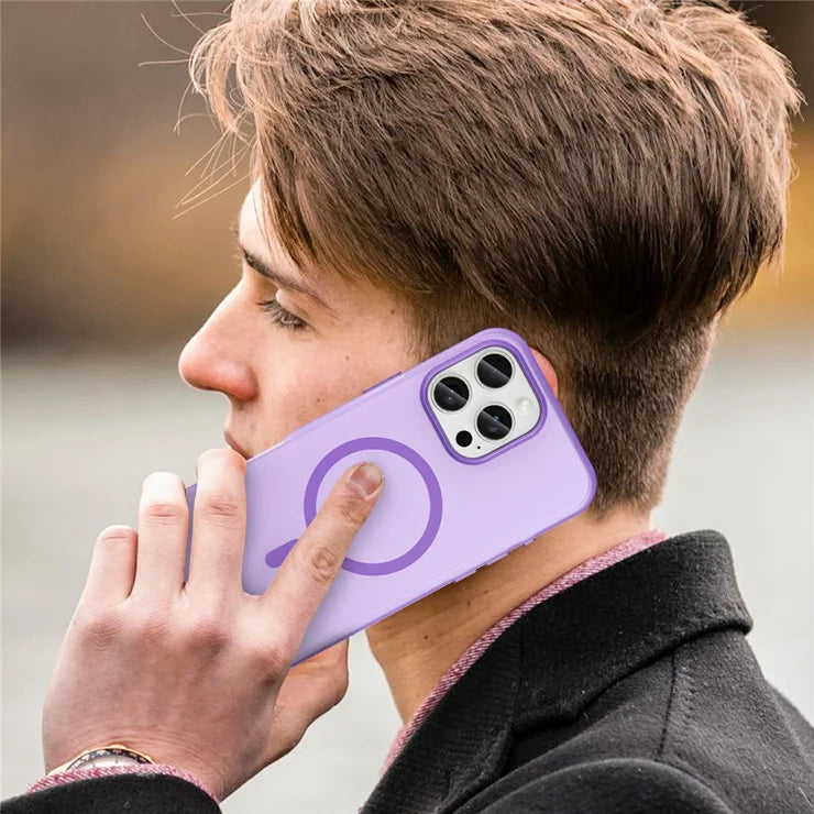 iPhone 16 Pro Max cover kompatibelt med MagSafe TPU + PC slankt mat gennemsigtigt telefoncover - Mørklilla
