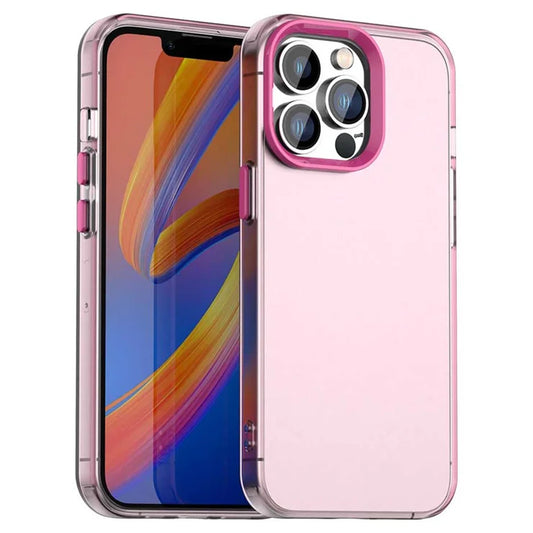 iPhone 13 Pro Max Cover PC+TPU+PET Mat Anti-Drop Telefon Bagcover - Pink