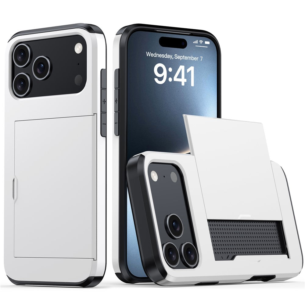 iPhone 18 Pro / 17 Pro Skal TPU/PC med Korthållare - Vit