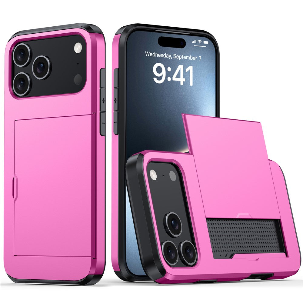 iPhone 18 Pro / 17 Pro Skal TPU/PC med Korthållare - Rosa