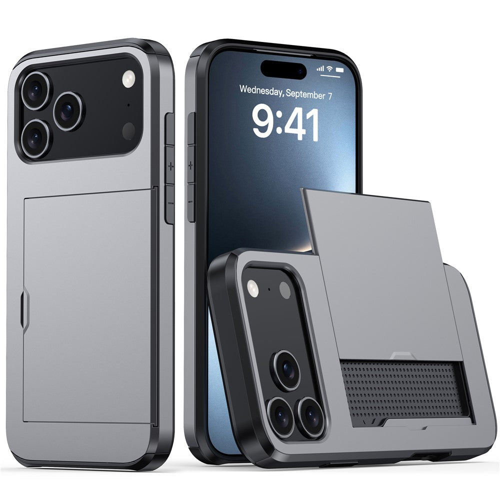 iPhone 18 Pro Max / 17 Pro Max Skal TPU/PC med Korthållare - Grå