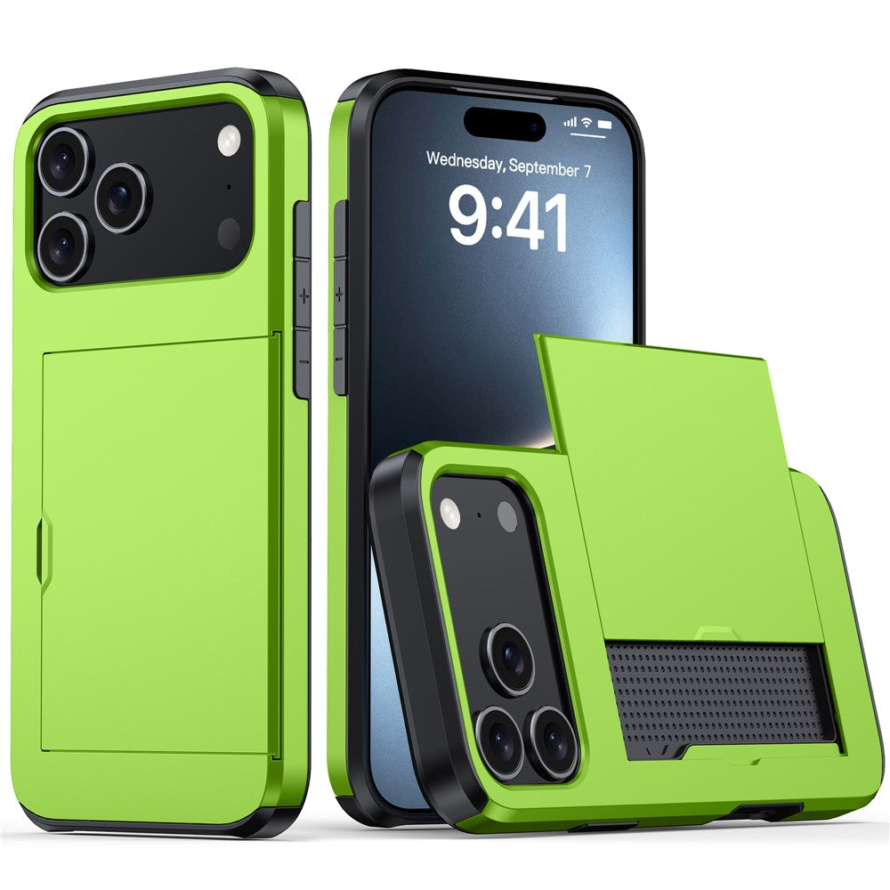 iPhone 18 Pro Max / 17 Pro Max Skal TPU/PC med Korthållare - Grön