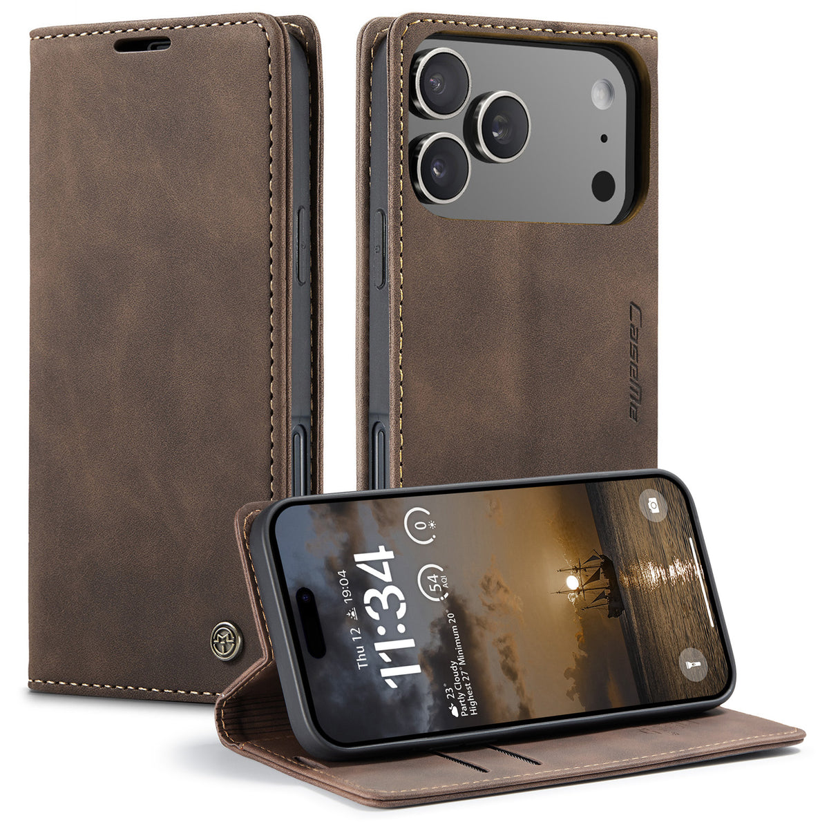 CASEME 013 iPhone 18 Pro / 17 Pro Plånboksfodral med Ställ - Kaffe