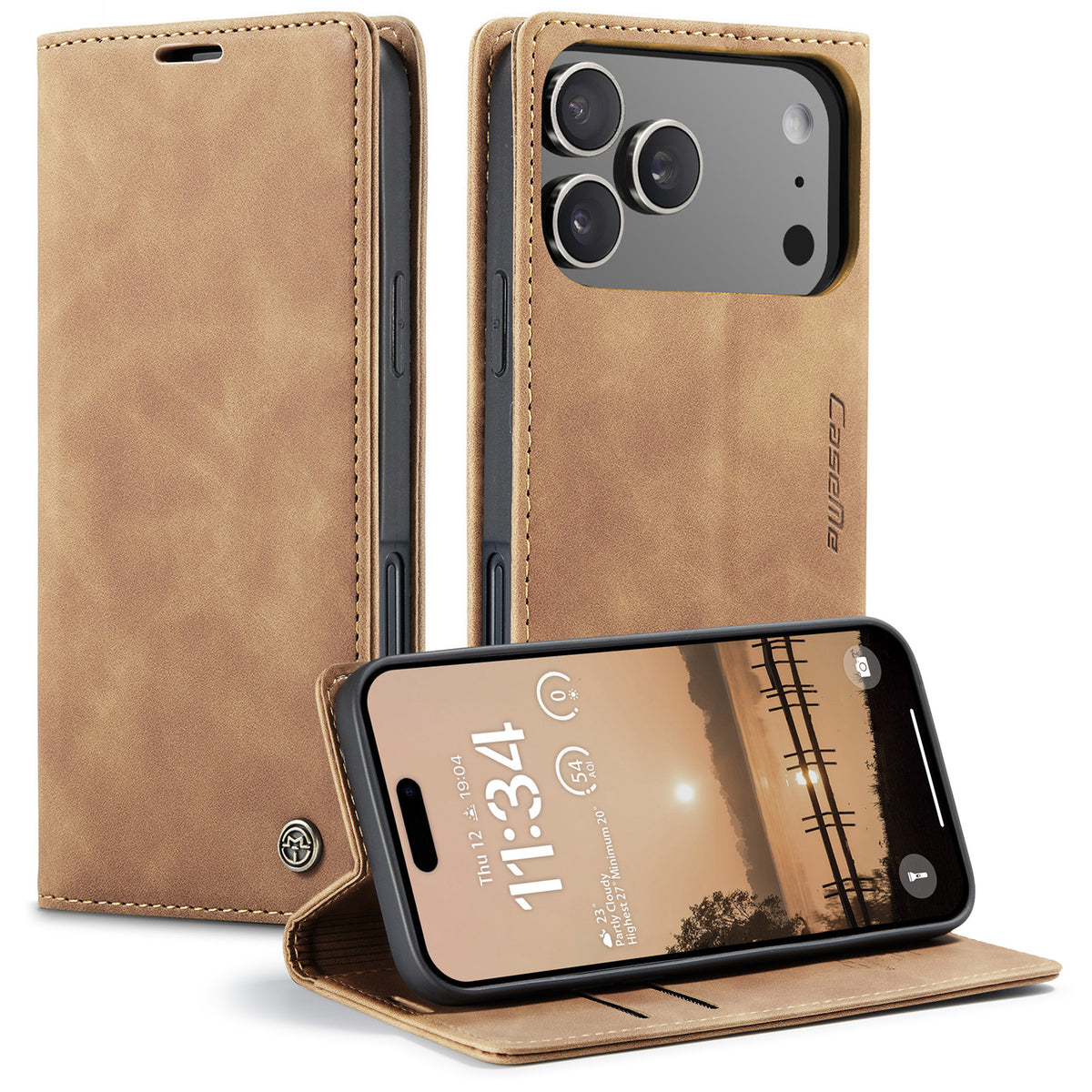 CASEME 013 iPhone 18 Pro / 17 Pro Plånboksfodral med Ställ - Brun