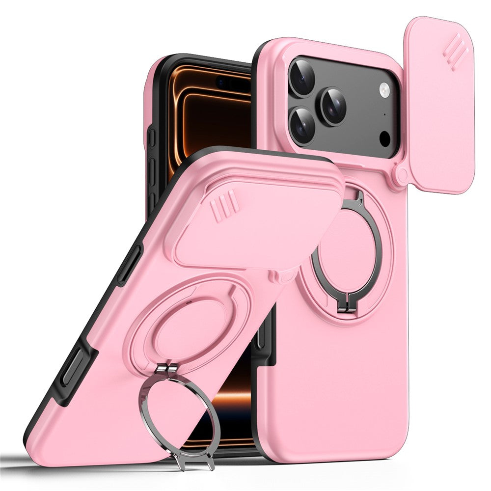 iPhone 17 Pro Max Hybridskal med Ringställ & Kameraskydd - Rosa
