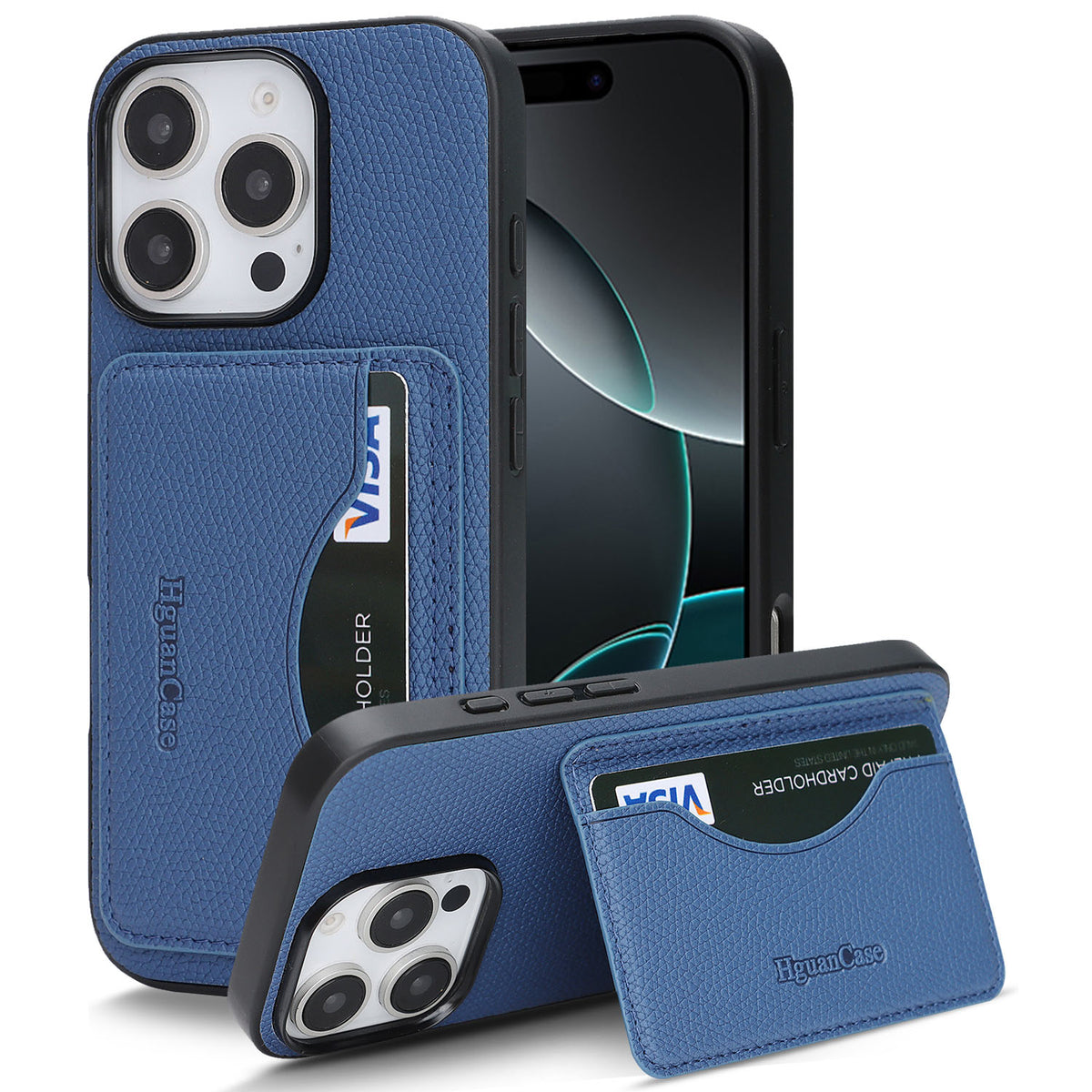 HGUANCASE iPhone 15 Pro Max Vintageskal i Läder - Blå