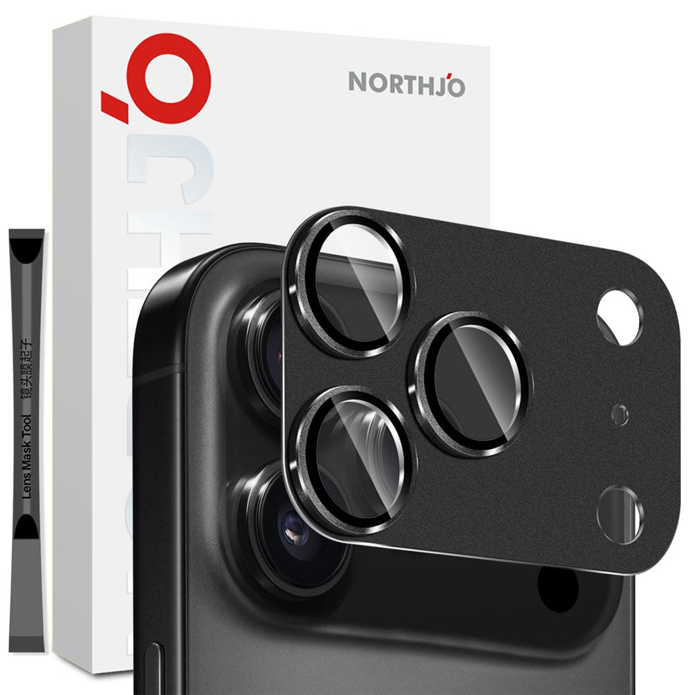 NORTHJO iPhone 17 Pro Kameralinsskydd Matt Metall/Glas - Svart