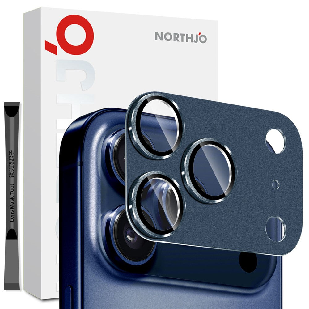 NORTHJO iPhone 17 Pro Kameralinsskydd Matt Metall/Glas - Blå