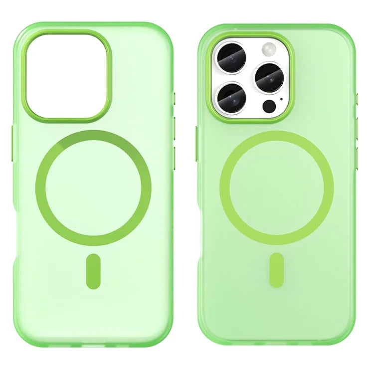 iPhone 16 Pro Case Compatible with MagSafe TPU + PC Slim Matte Translucent Phone Cover - Green