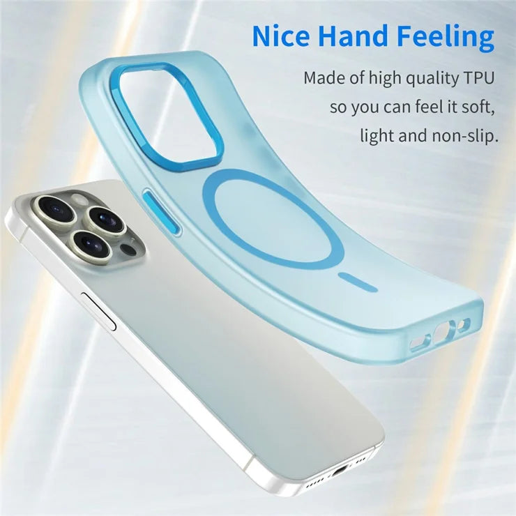 iPhone 16 Pro Max Case Compatible with MagSafe TPU + PC Slim Matte Translucent Phone Cover - Blue