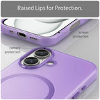 iPhone 16 Case Compatible with MagSafe TPU + PC Slim Matte Translucent Phone Cover - Dark Purple