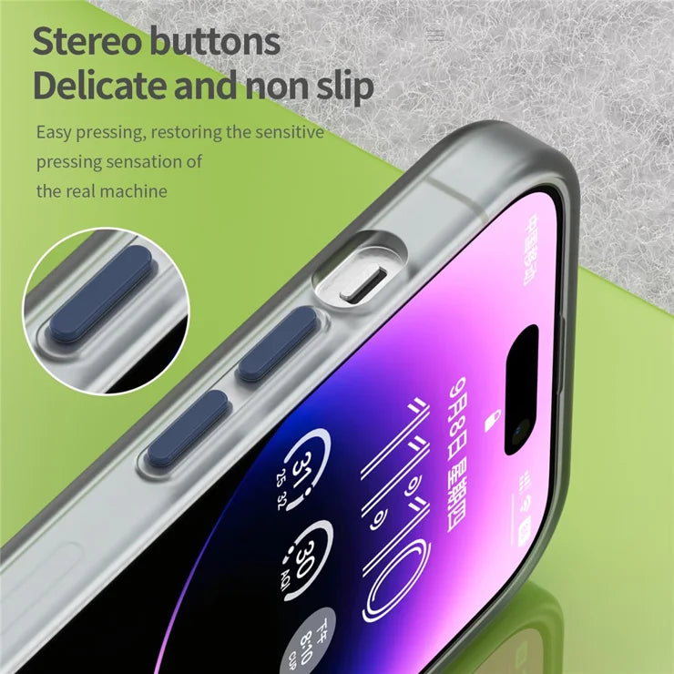 iPhone 14 Pro Translucent Matte Phone Case TPU + PC Anti-Scratch Cover - Dark Blue