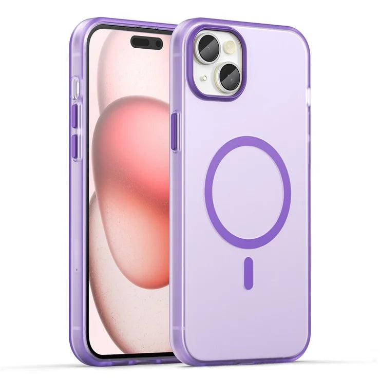 iPhone 15 Magnetic Case Matte Phone Cover Anti-Fingerprint Anti-Scratch - Dark Purple
