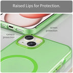 iPhone 15 Magnetic Case Matte Phone Cover Anti-Fingerprint Anti-Scratch - Fluorescent Green
