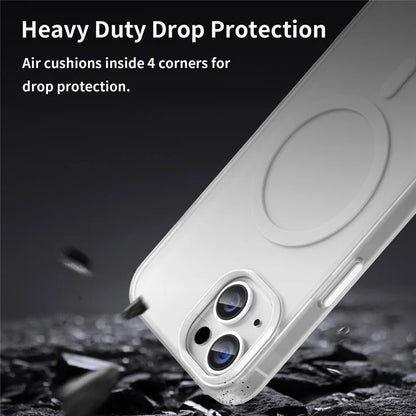 iPhone 14 Translucent Phone Case Matte Design Compatible with MagSafe Wireless Charging - White