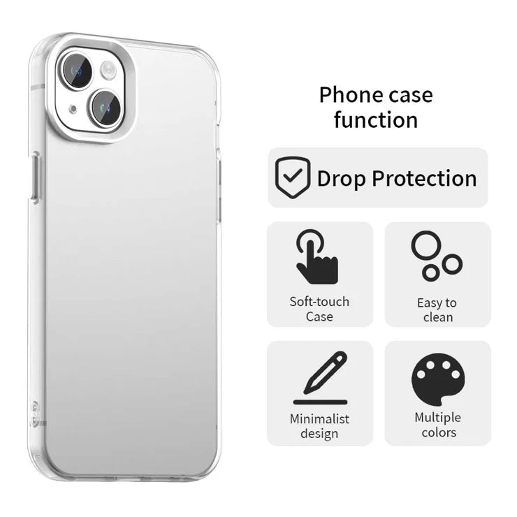 iPhone 15 Plus / 14 Plus Case PC+TPU+PET Matte Anti-Drop Phone Back Cover - White