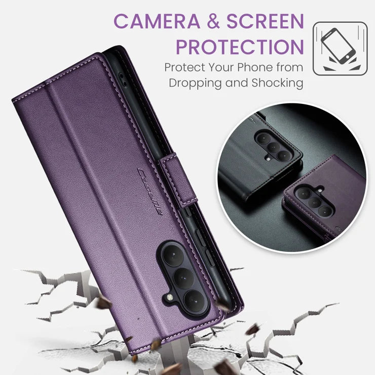 CASEME For Samsung Galaxy S26+ Case 023 Series RFID Blocking Glossy Stand Phone Cover - Purple