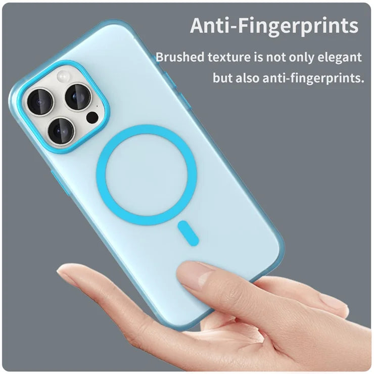 iPhone 15 Pro Max Translucent Case Magnetic Phone Cover Compatible with MagSafe - Blue