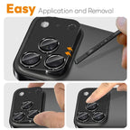 iPhone 17 Pro Camera Lens Protector Matte Integrated Metal Tempered Glass Lens Film - Black
