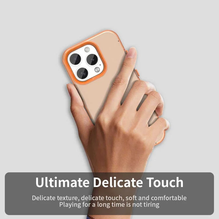 iPhone 16 Pro Max Case PC+TPU+PET Matte Anti-Drop Phone Back Cover - Orange