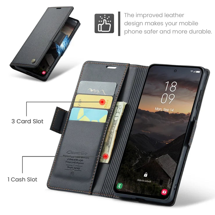 CASEME For Samsung Galaxy S26+ Case  023 Series RFID Blocking Glossy Stand Phone Cover - Black