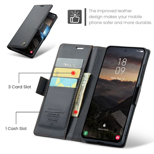 CASEME For Samsung Galaxy S26+ Case 023 Series RFID Blocking Glossy Stand Phone Cover - Black