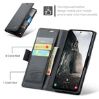 CASEME For Samsung Galaxy A56 5G Leather Case 023 RFID Blocking 3 Card Slot Mobile Cover - Black