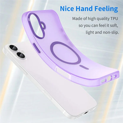 iPhone 16 Plus Case Compatible with MagSafe TPU + PC Slim Matte Translucent Phone Cover - Dark Purple